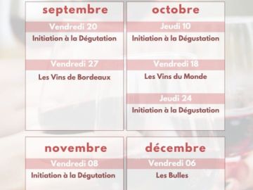 Bonjour à tous,

C'est la RENTRÉE également pour les Cours d'Oenologie.. 🍷✏️

Retrouvez le calendrier pour les prochaines dates disponibles. 

Nombre de...